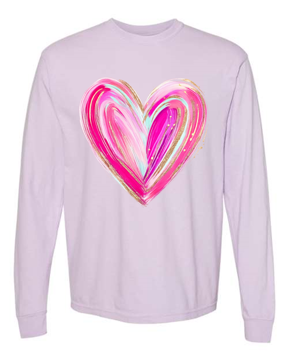 Orchid Watercolor Heart Long Sleeve Tee