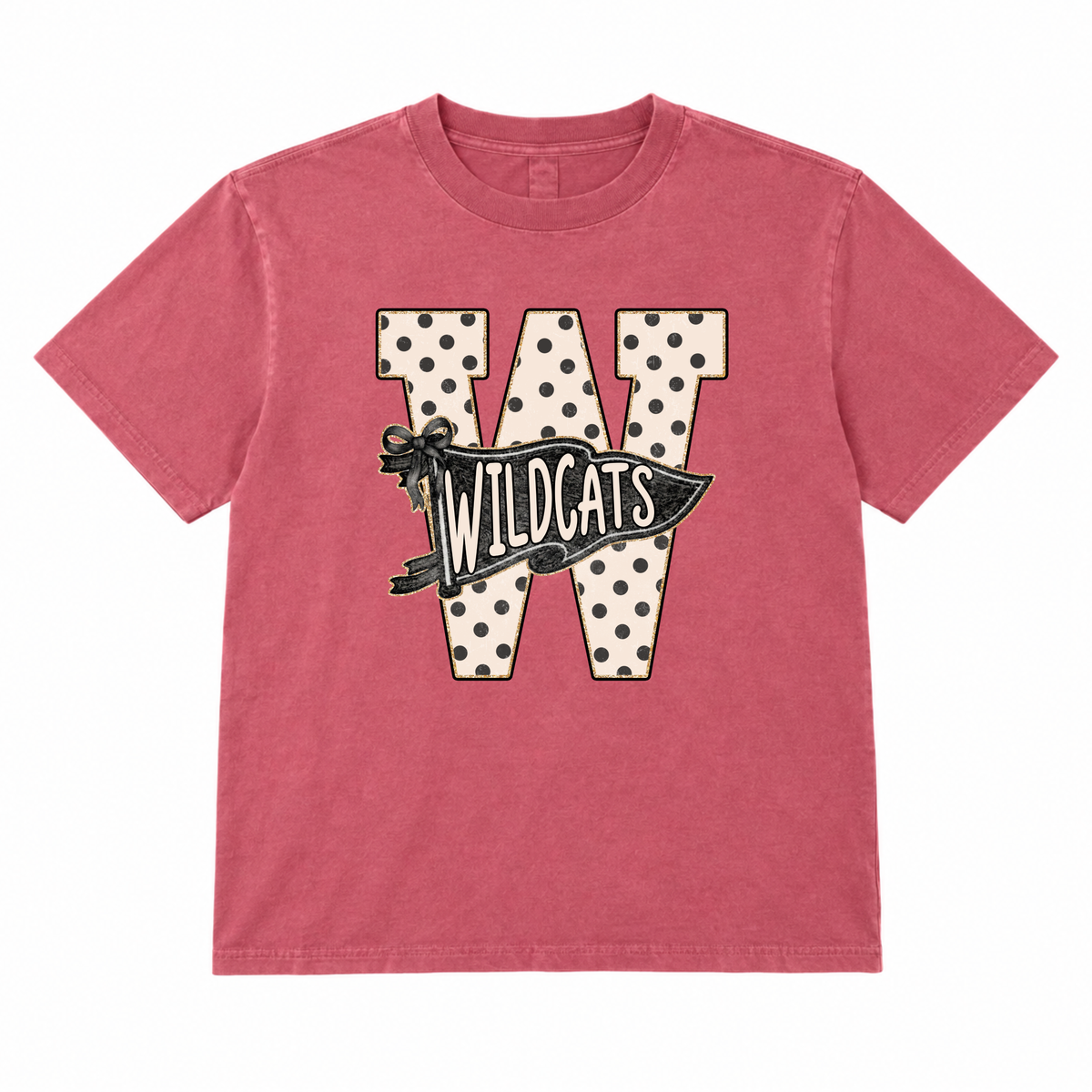 W Wildcats vintage Red Boxy Tee