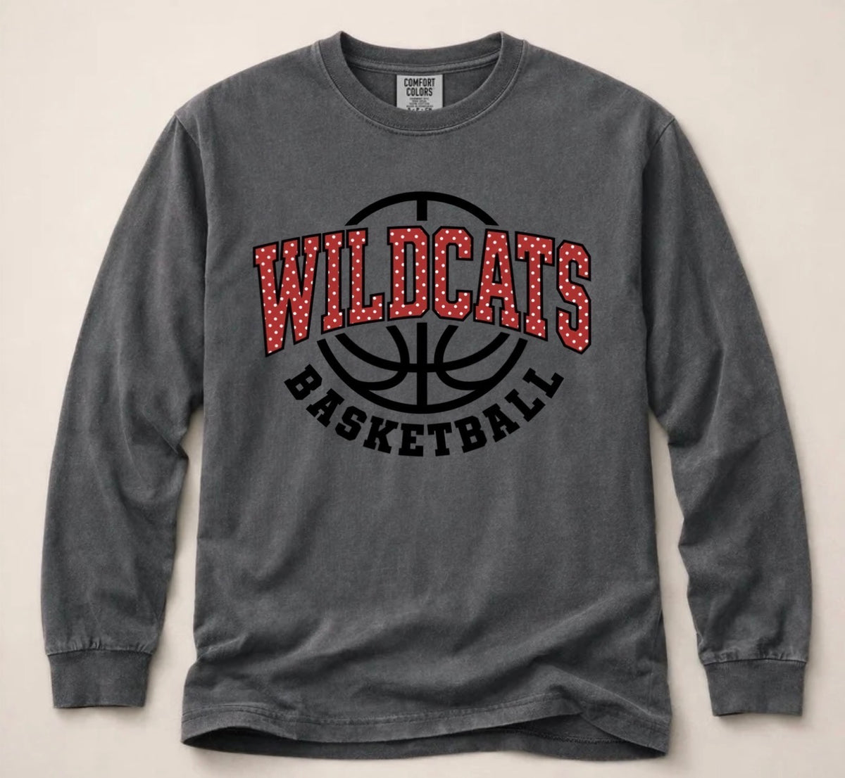Wildcats Basketball Polka Dot Long Sleeve Tee
