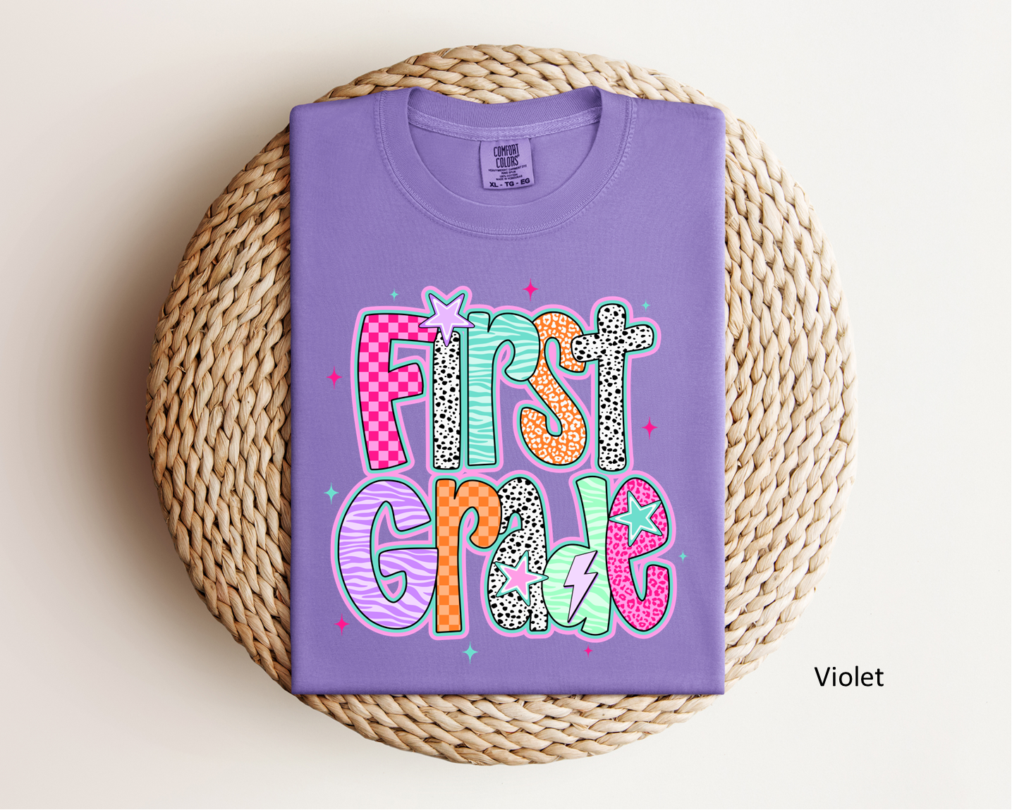 “Retro/Funky first grade" Tee