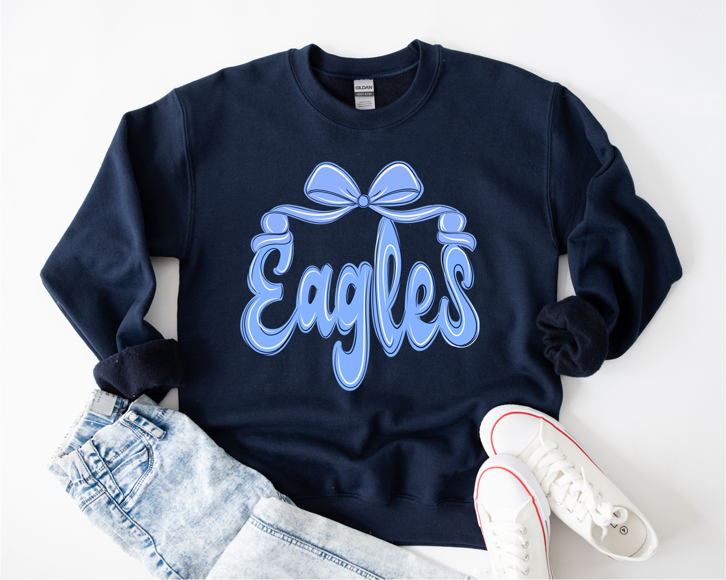 Monochromatic Eagles Bow Sweatshirt