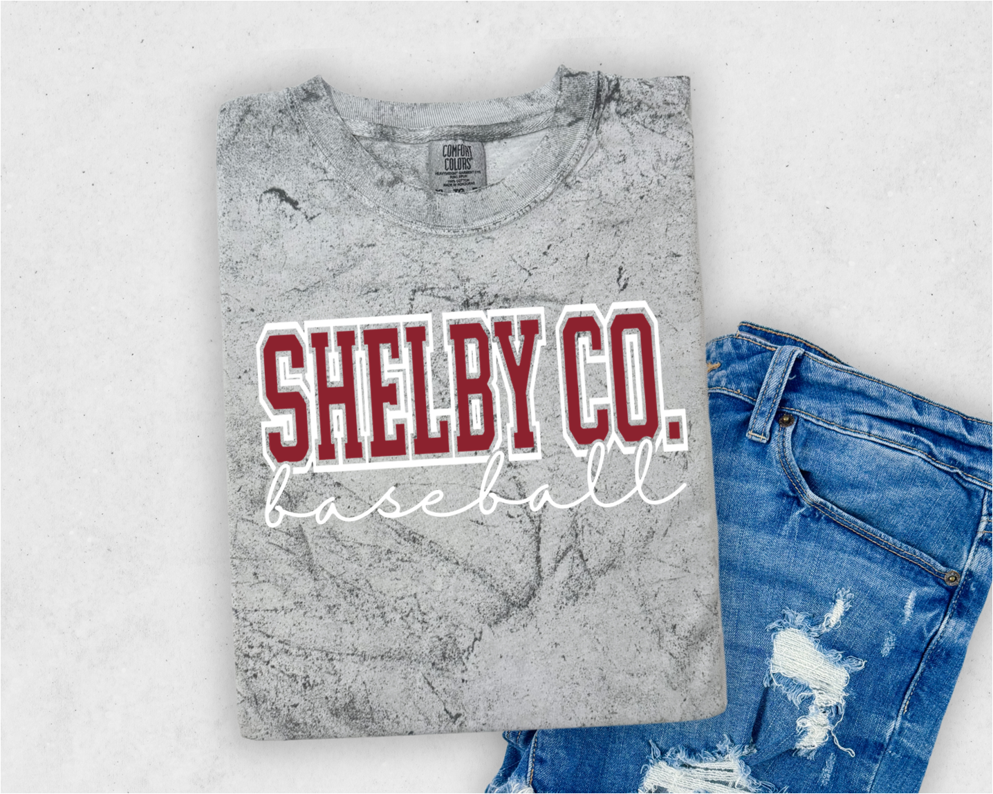 “Shelby Co. Baseball” Color Blast Tee