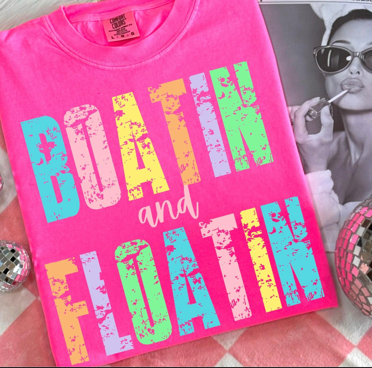 Boatin’ & Floatin’ Neon Pink Tee