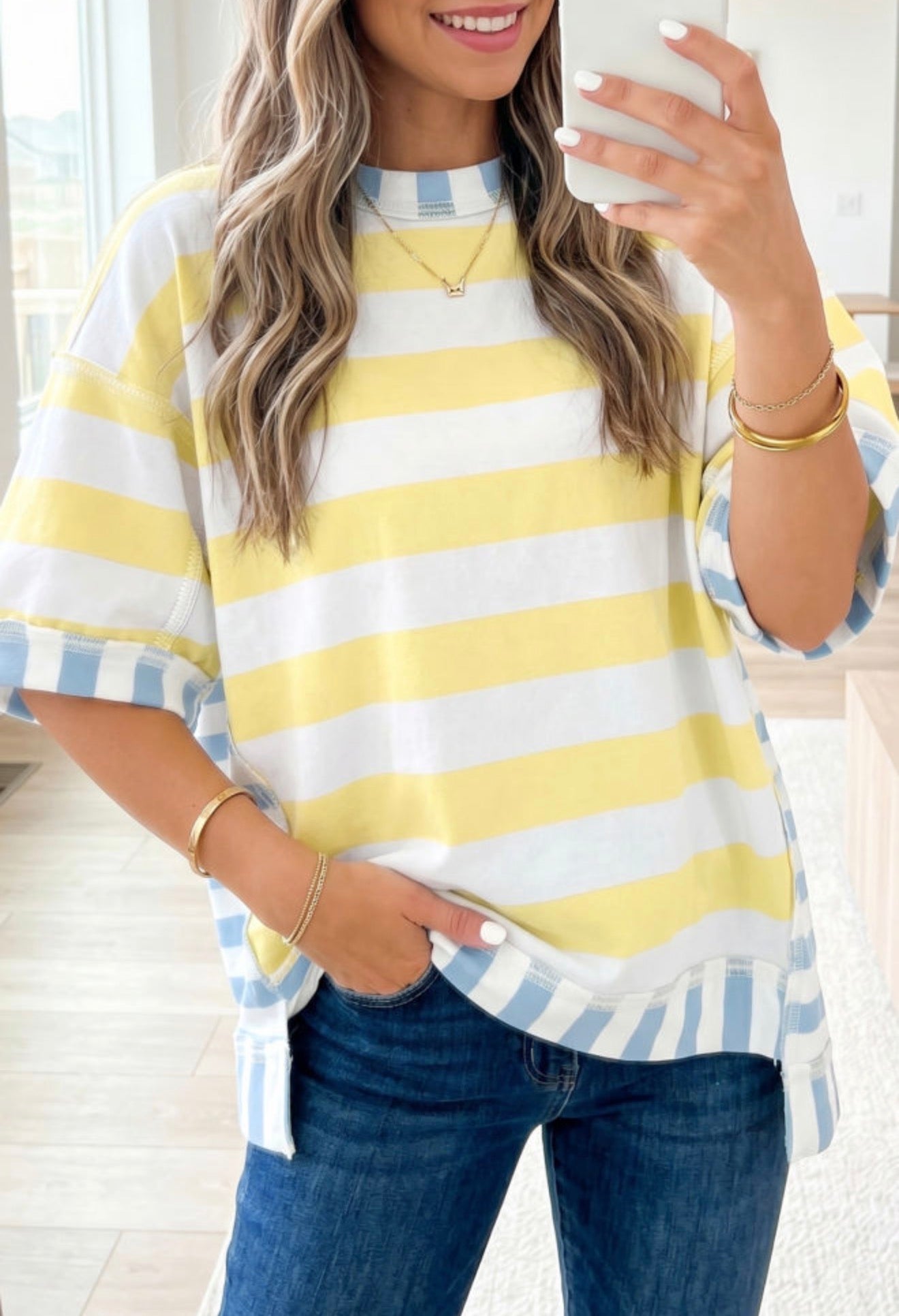The yellow striped boutique Top