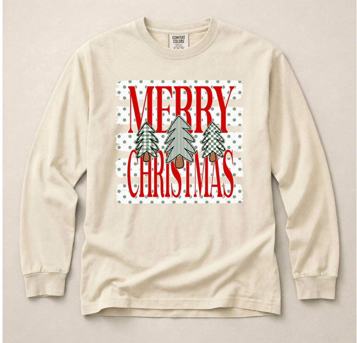 Merry Christmas in Red Long Sleeve Tee