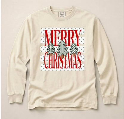 Merry Christmas in Red Long Sleeve Tee