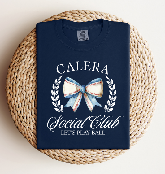 “Calera Social Club” Tee - Blue bow