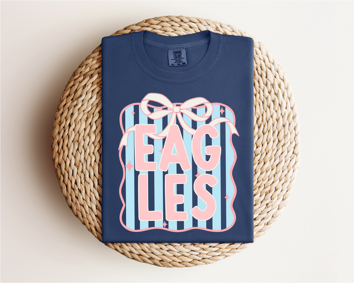 “Eagles” Striped Bow Tee