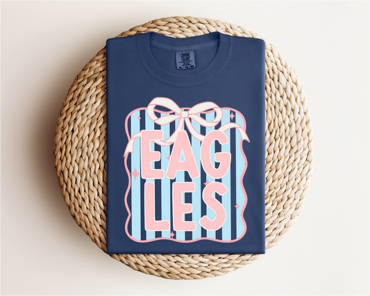 “Eagles” Striped Bow Tee