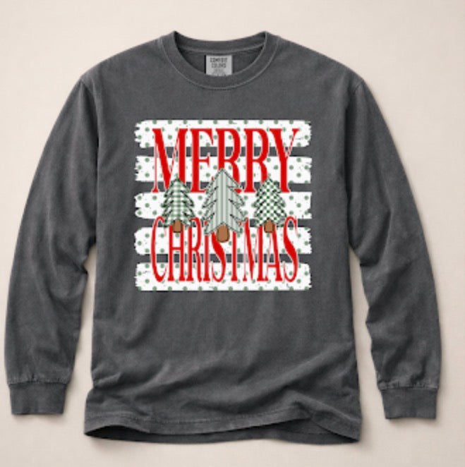 Merry Christmas in Red Long Sleeve Tee