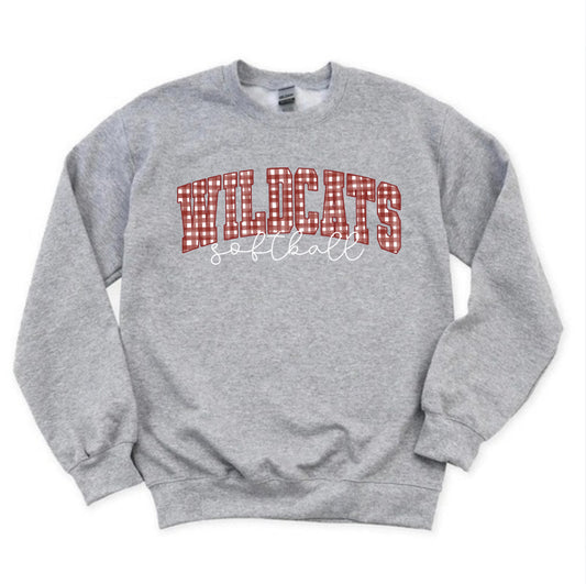 Wildcats Softball Gingham Sweatshirt