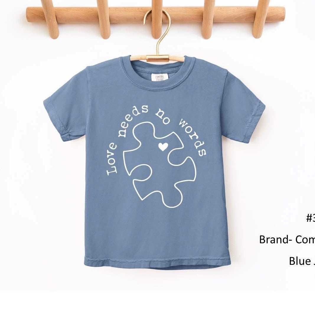 Love Needs No Words Puzzle Piece Tee