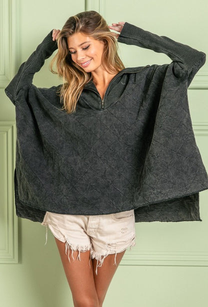 Vintage Wash Quilted Half Zip