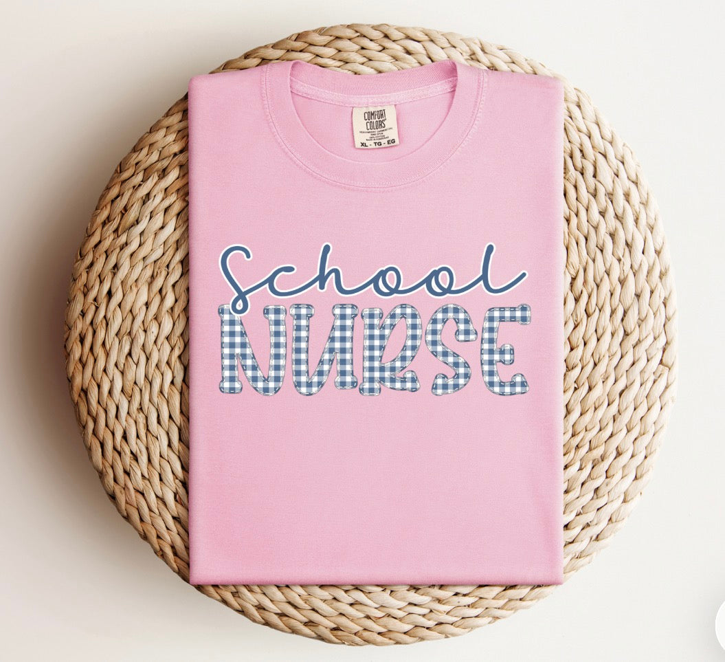 Gingham School Nurse Tee