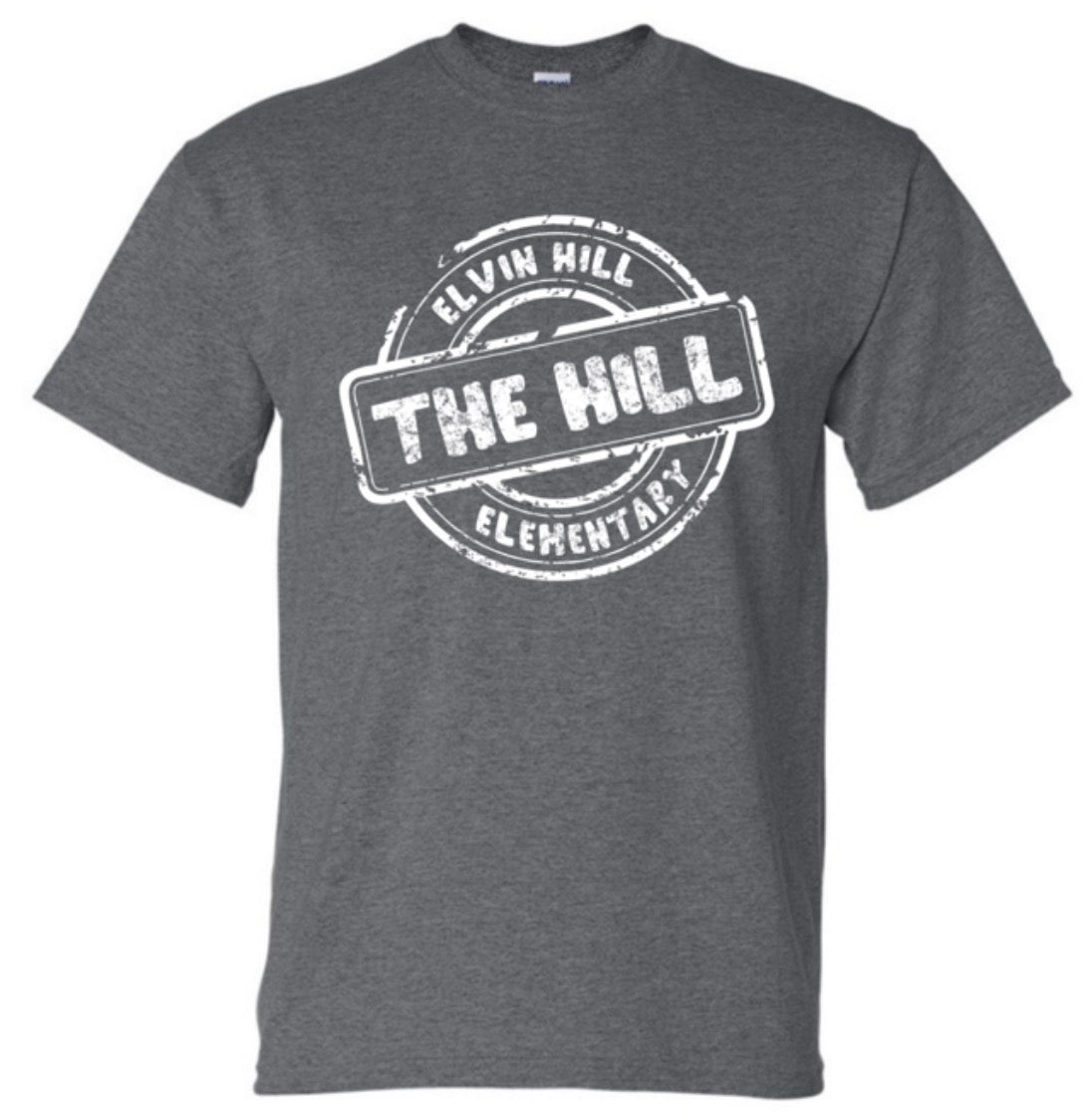 The Hill Stamp in Grey Gildan Tee