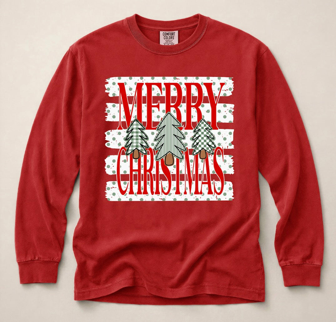 Merry Christmas in Red Long Sleeve Tee