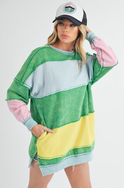 Rugby Color Block Stripe Sweatshirt