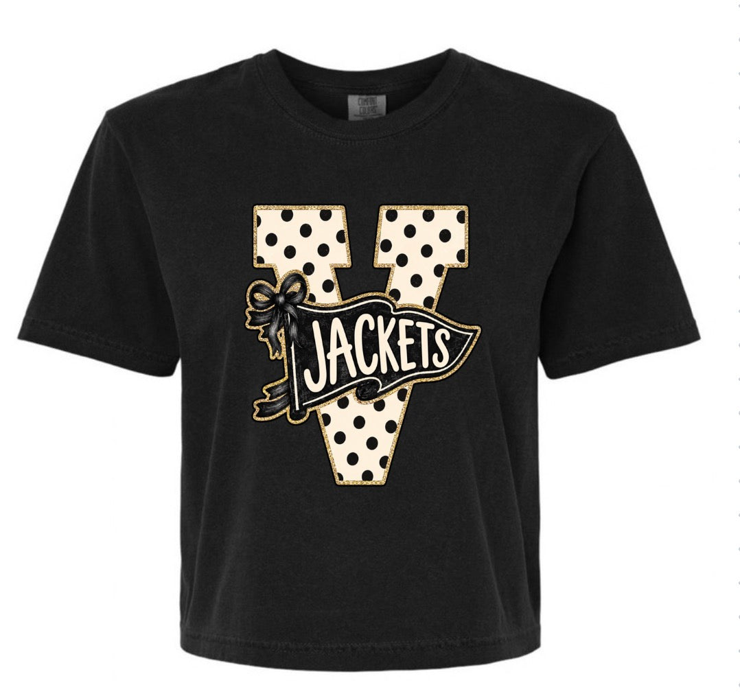 V Jackets Black Boxy Tee