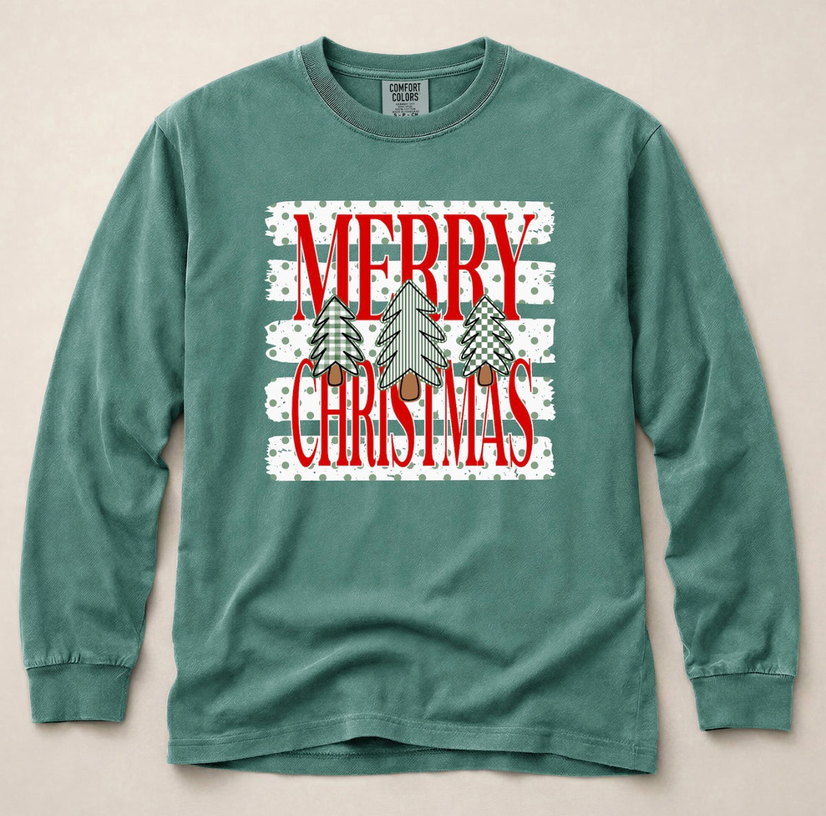 Merry Christmas in Red Long Sleeve Tee