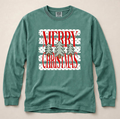 Merry Christmas in Red Long Sleeve Tee