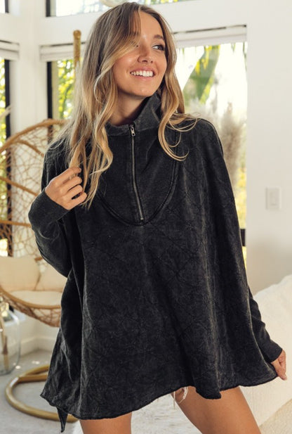 Vintage Wash Quilted Half Zip