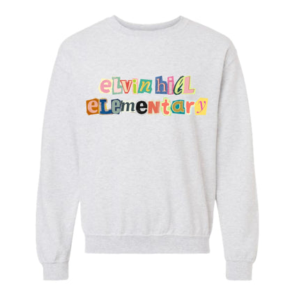Newspaper Style School Name Sweatshirt