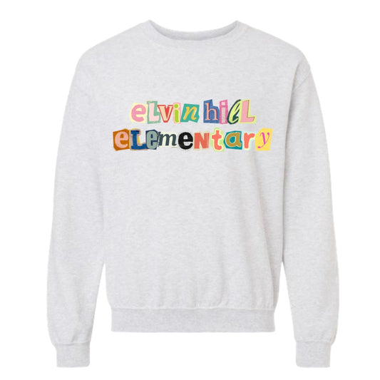 Newspaper Style School Name Sweatshirt