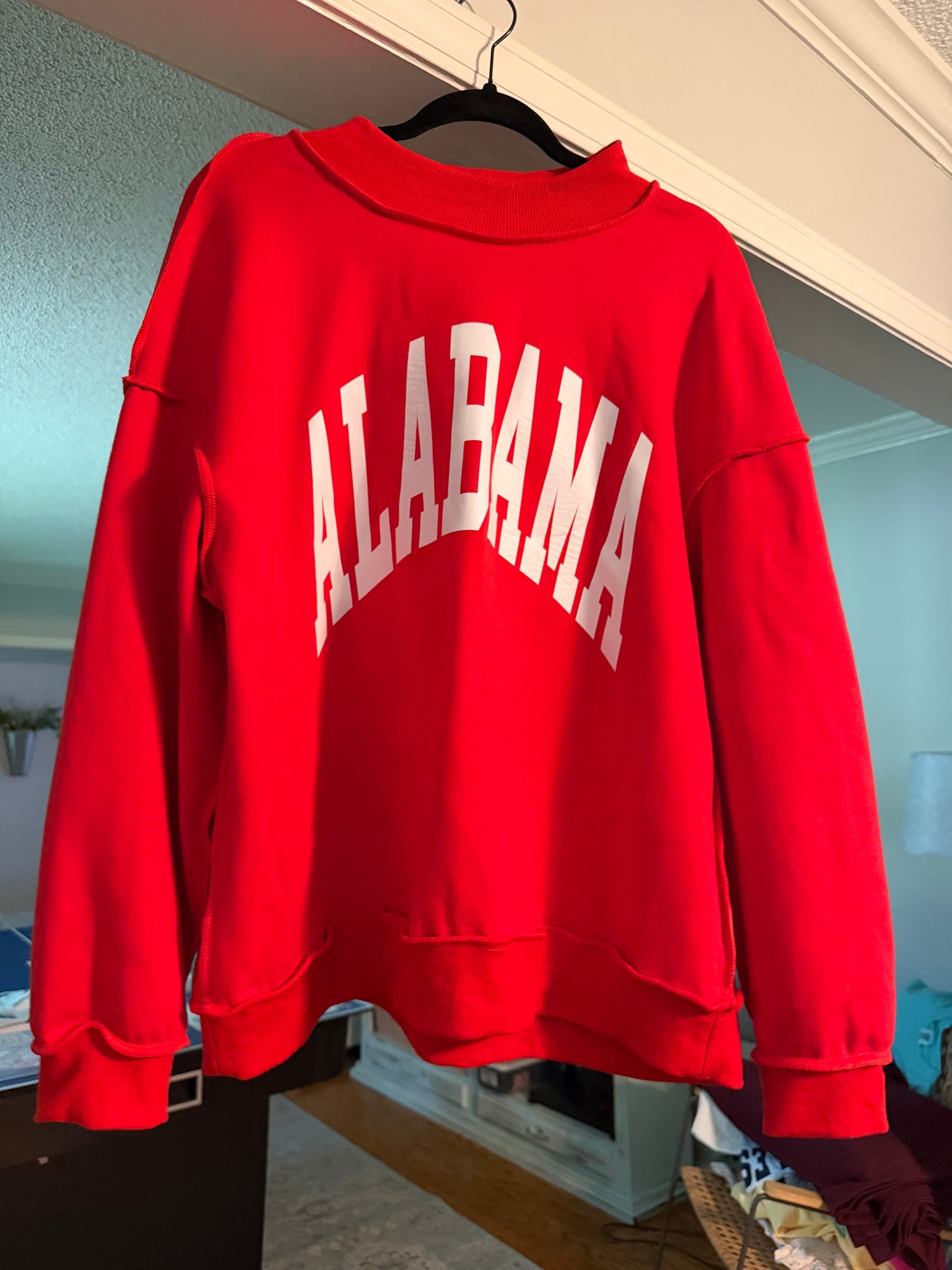Racing Red ALABAMA/ AL Double Side Printed High Neck Reversible Baggy Sweatshirt