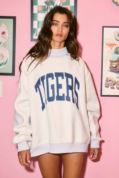“TIGERS” “WD” Reversible Mock Neck Sweatshirt