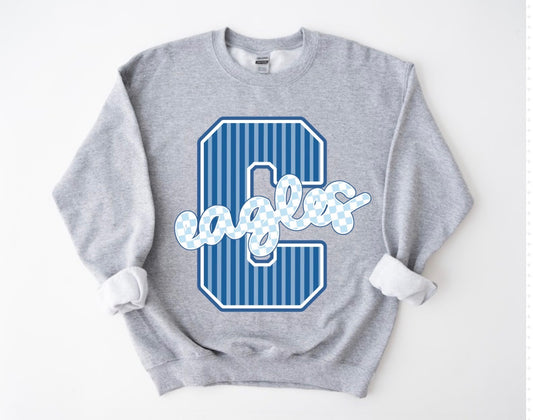 C Eagles Striped Varsity Sweatshirt
