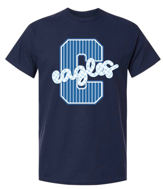 C Eagles striped Varsity Tee