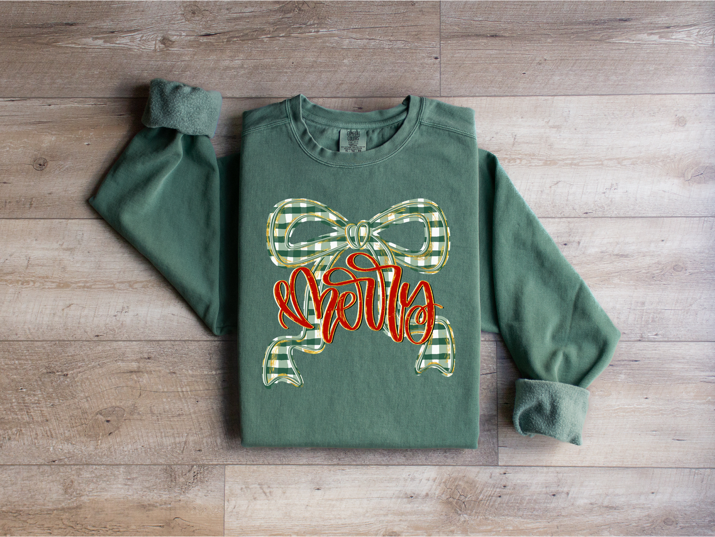 Gingham “Merry” Sweatshirt