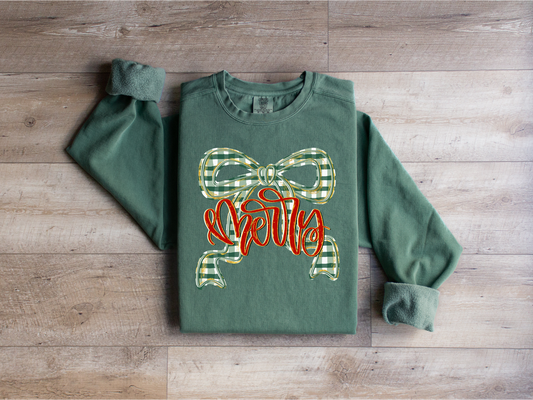 Gingham “Merry” Sweatshirt