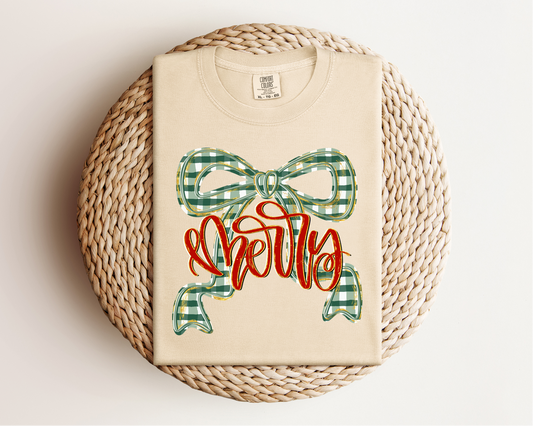 Gingham Merry Bow Tee