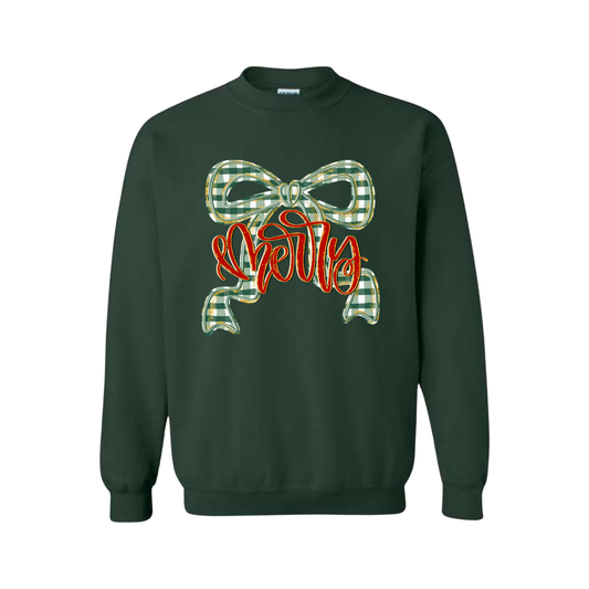 Gingham “Merry” Sweatshirt