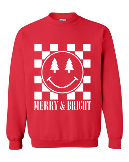 “Merry & Bright” Smiley Sweatshirt