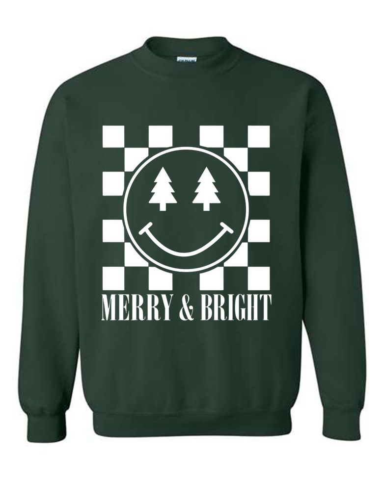“Merry & Bright” Smiley Sweatshirt