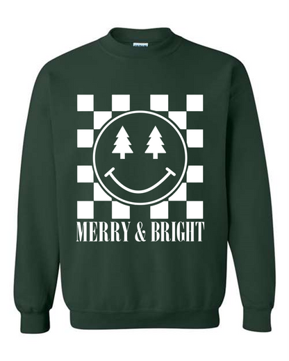 “Merry & Bright” Smiley Sweatshirt