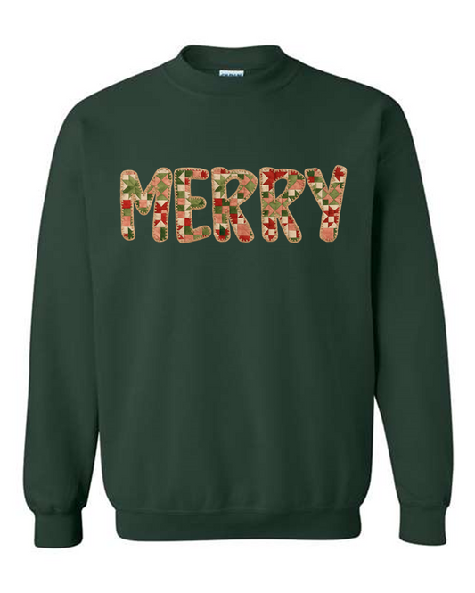“Merry” Quilted Sweatshirt