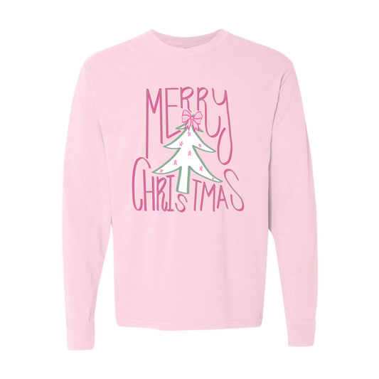 Merry Christmas Doodle Long Sleeve Tee