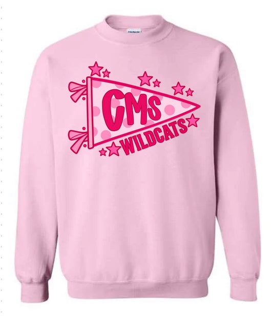 CMS Wildcats Pink Out Pennant Tee