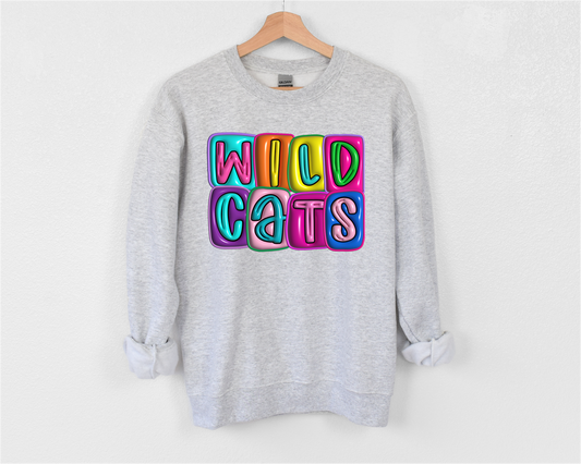 “Wildcats” Colorful Bubble Sweatshirt