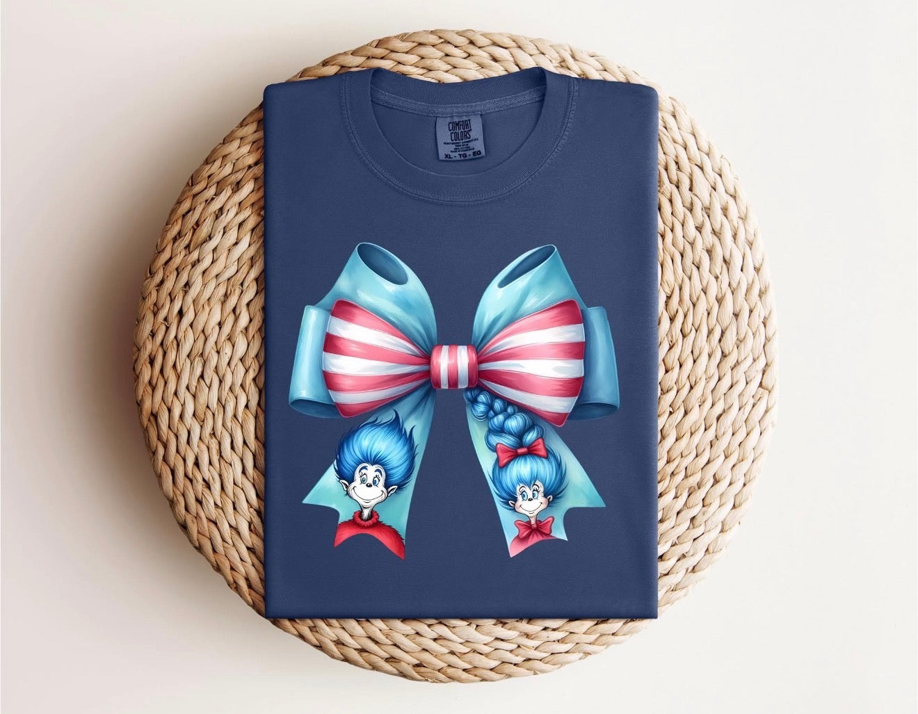 Thing 1 & 2 Striped Bow Tee