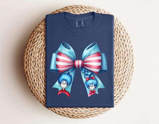Thing 1 & 2 Striped Bow Tee