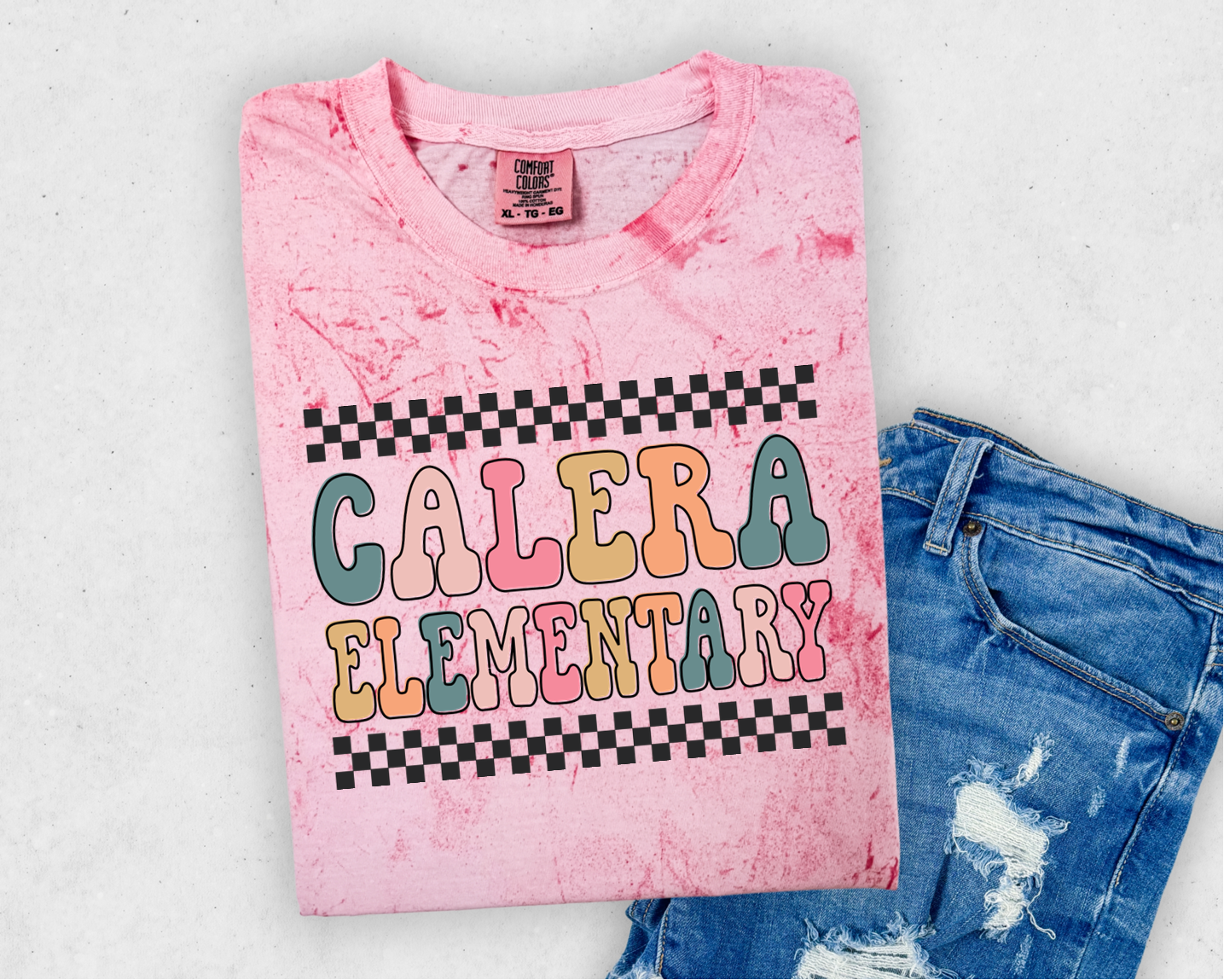 “Calera Elementary” Checked Tee