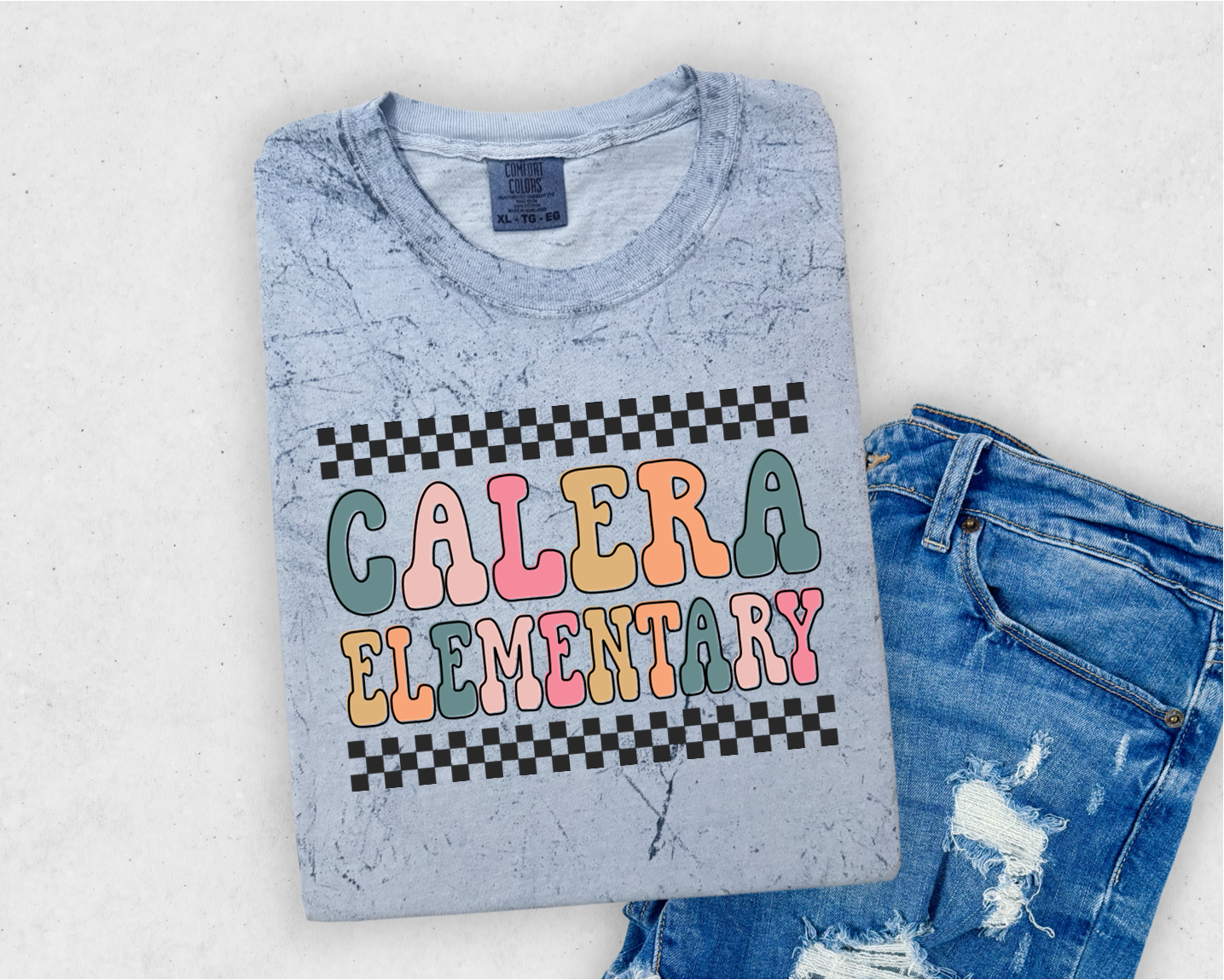 “Calera Elementary” Checked Tee