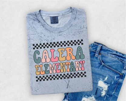 “Calera Elementary” Checked Tee