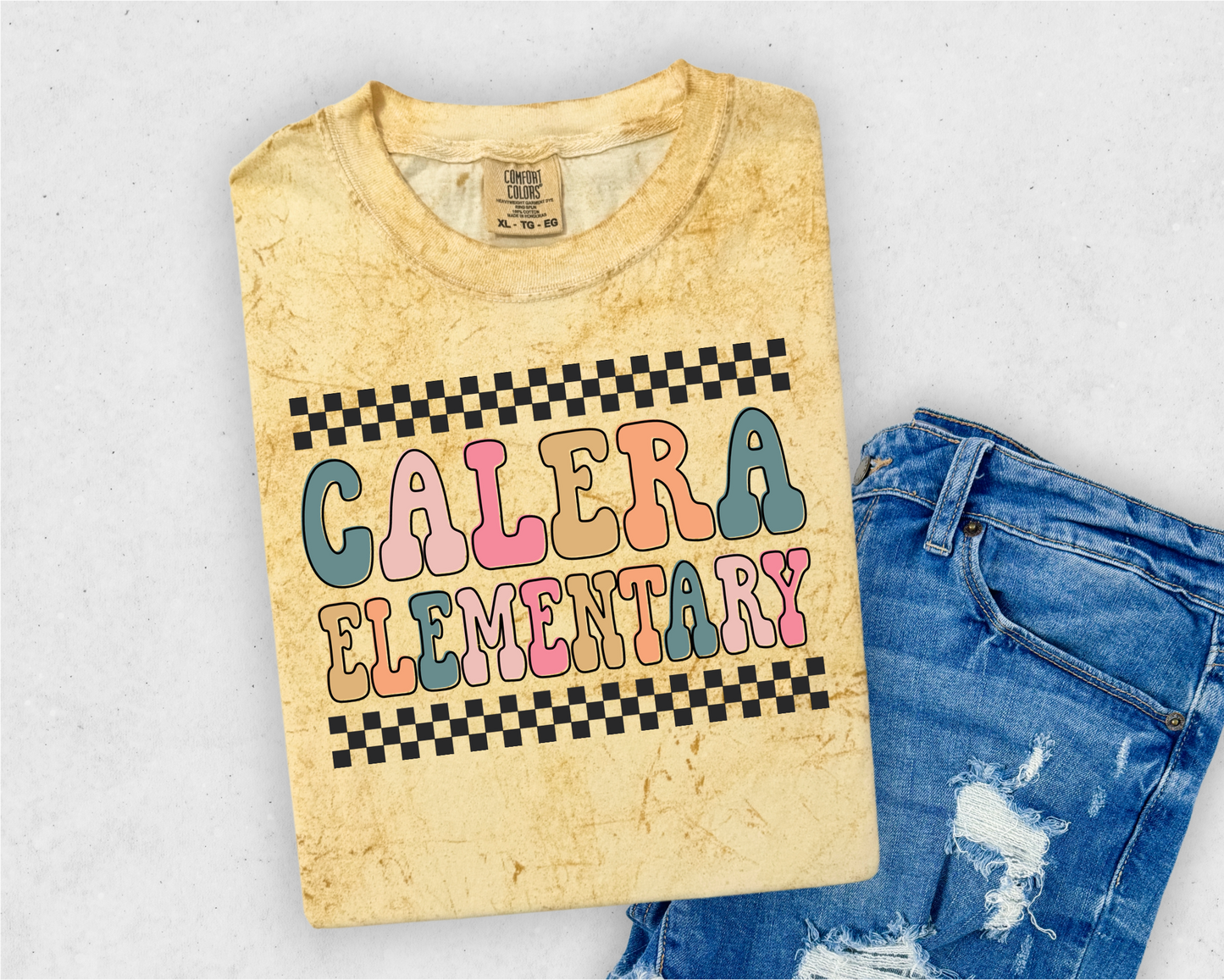 “Calera Elementary” Checked Tee