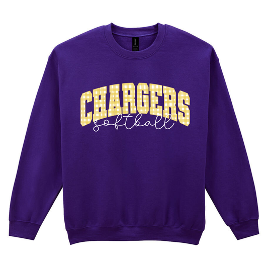 Gingham Chargers Softball Sweatshirt