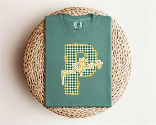 Pelham Panthers Gingham Tee - Green & Gold